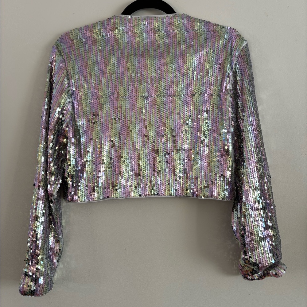 Sequin Multi-Colored Cropped Jacket, Size Medium,… - image 2